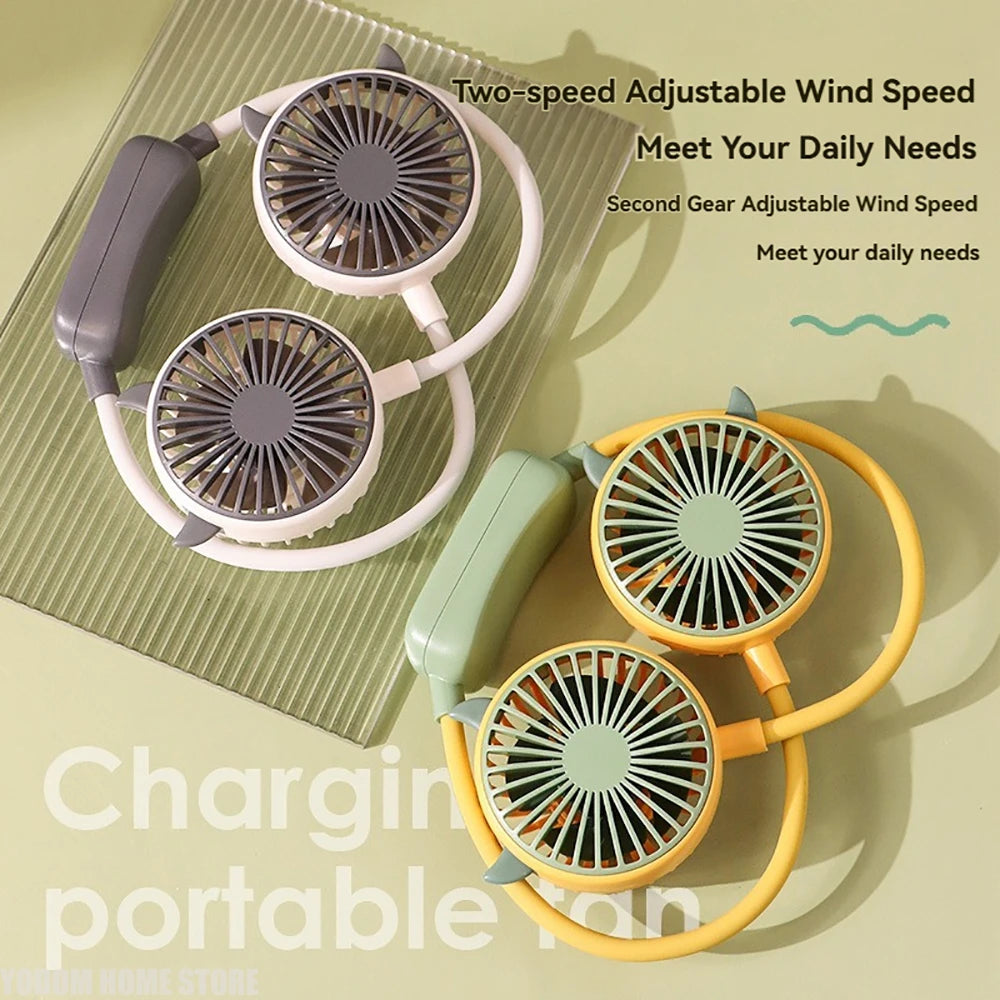 Neck Hanging Fan, USB Rechargeable, 2-Speed Portable Neck Fan