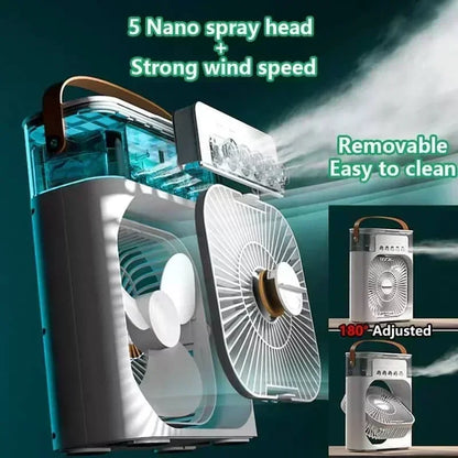 3-in-1 Portable Air Cooler Fan, Humidifier & LED Night Light