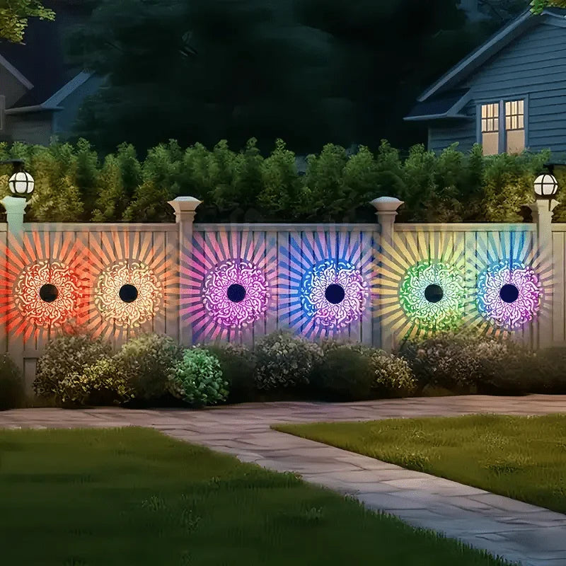 Solar Sunflower Mandala Wall Lantern, Waterproof Outdoor Garden Fence Light