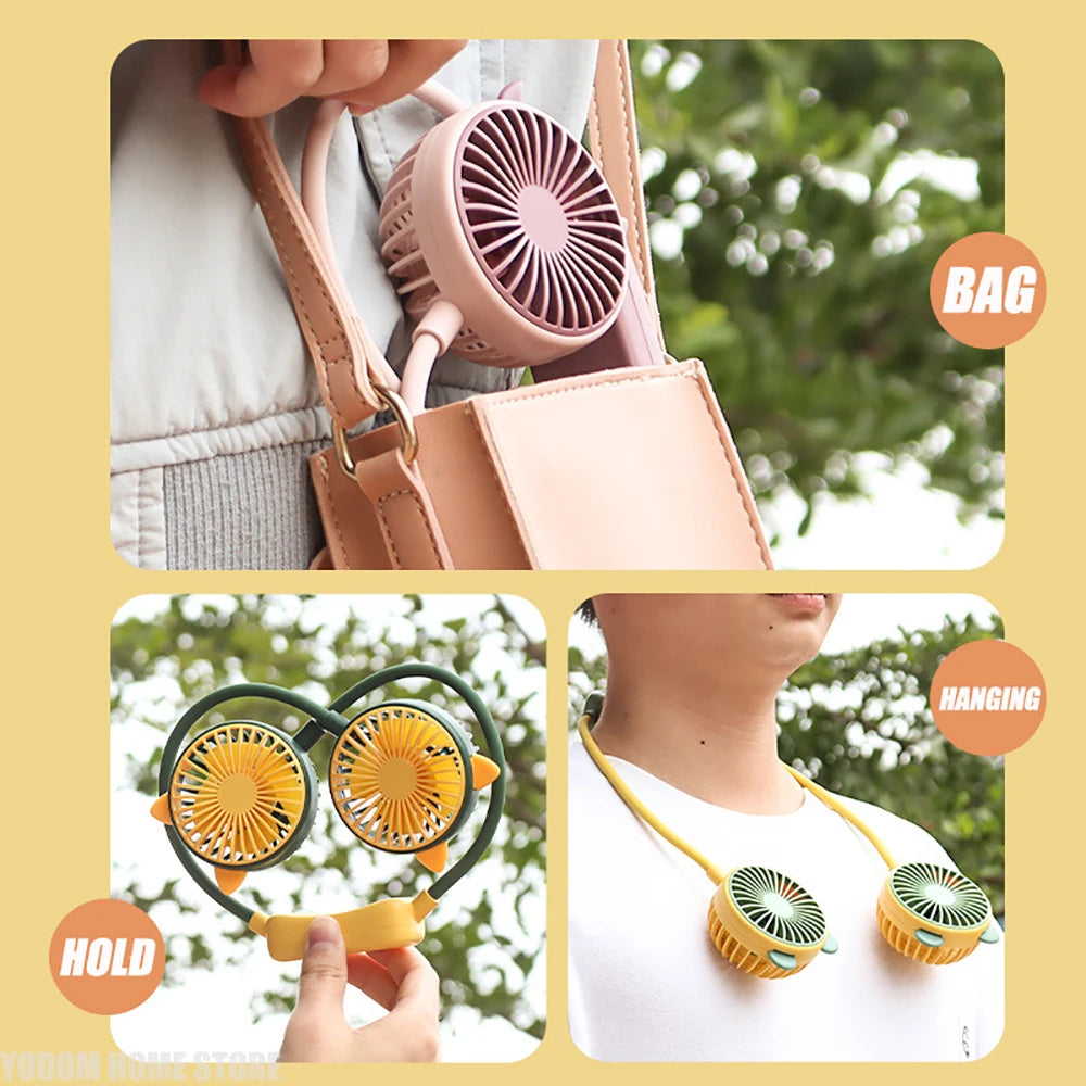 Neck Hanging Fan, USB Rechargeable, 2-Speed Portable Neck Fan
