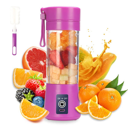 Portable USB Electric Mini Blender, 380ml Travel Juicer Cup with 6 Blades for Shakes, Smoothies, Gym, Outdoor & Office