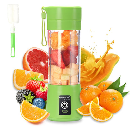 Portable USB Electric Mini Blender, 380ml Travel Juicer Cup with 6 Blades for Shakes, Smoothies, Gym, Outdoor & Office