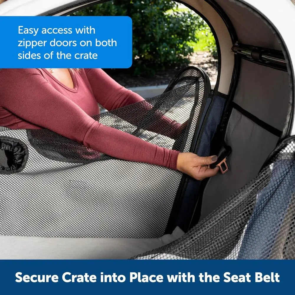 Collapsible Mesh Pet Travel Carrier for Car Travel