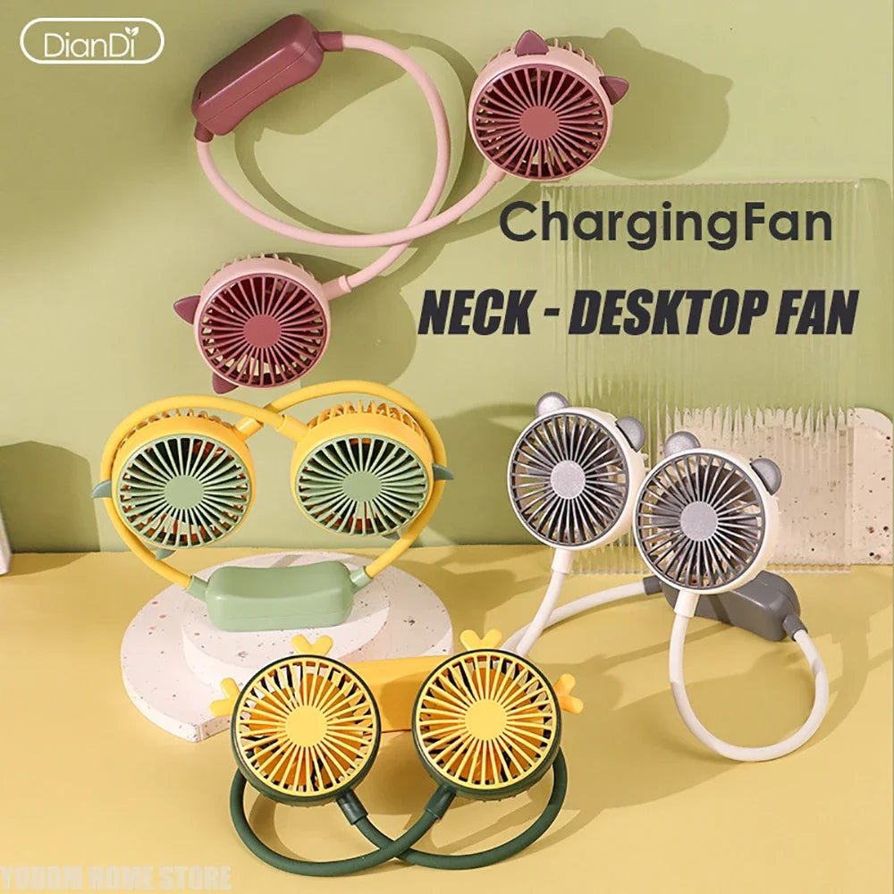 Neck Hanging Fan, USB Rechargeable, 2-Speed Portable Neck Fan