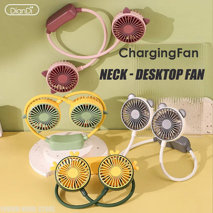 Neck Hanging Fan, USB Rechargeable, 2-Speed Portable Neck Fan