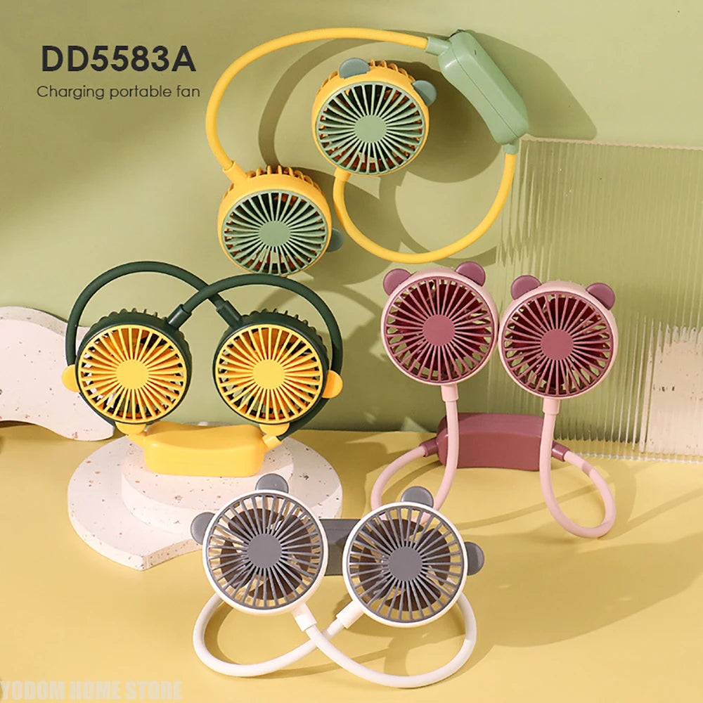 Neck Hanging Fan, USB Rechargeable, 2-Speed Portable Neck Fan