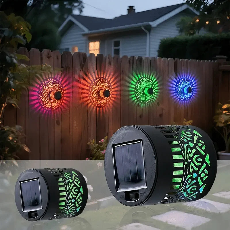 Solar Sunflower Mandala Wall Lantern, Waterproof Outdoor Garden Fence Light