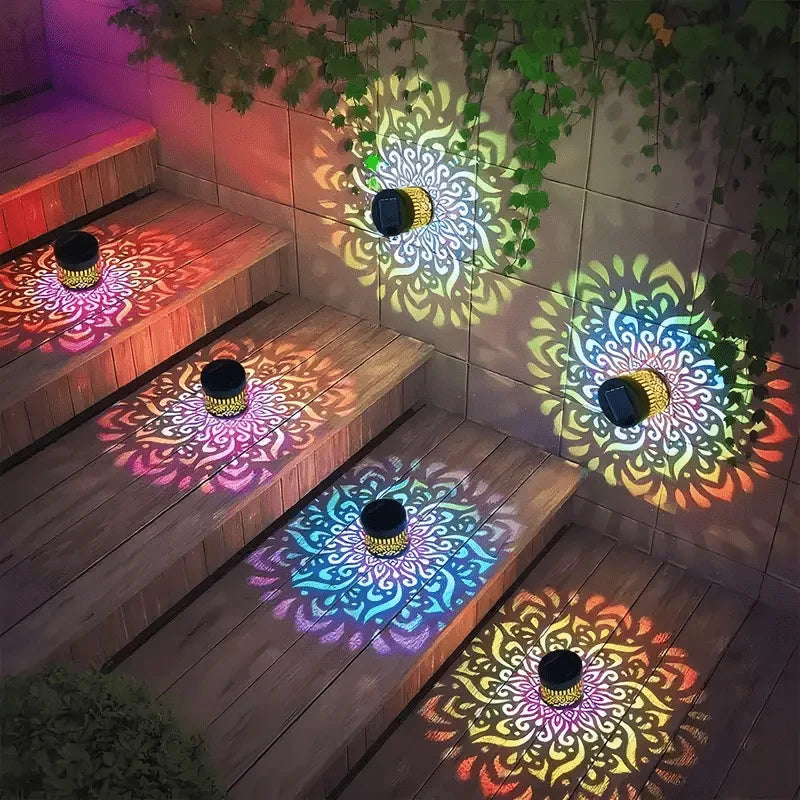 Solar Sunflower Mandala Wall Lantern, Waterproof Outdoor Garden Fence Light