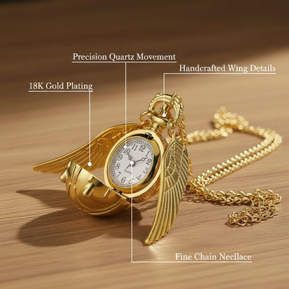 Golden Snitch Ball Pendant Quartz Pocket Watch Necklace Gift