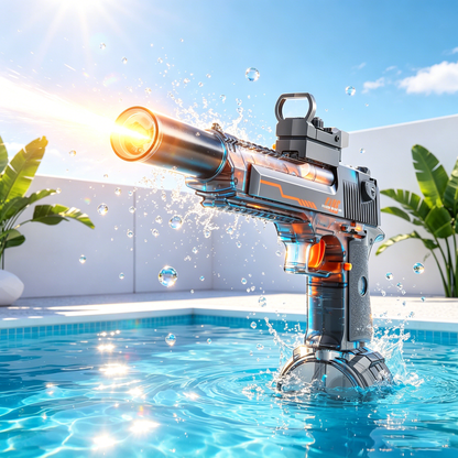 Electric Water Blaster Gun - LED Light Up Automatic Water Gun for Kids, Long Range Summer Toy