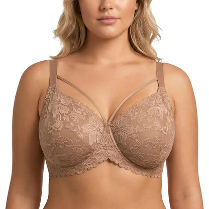 HSIA Pretty In Petals Plus Size Full Coverage Underwire Lace Bra