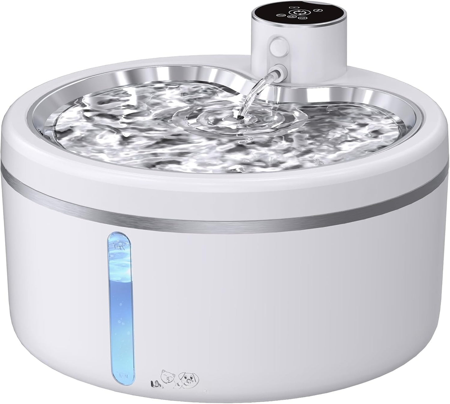 Wireless Pet Water Fountain [with Stainless Steel Tray], 84oz/2.5L Pet Fountain for  Inside, Pet Fountain for Drinking with Motion Sensor