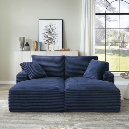 Compressible double chaise lounge with cupholders - No Assembly Required, Fluffy Modern Sleeper Loveseat for Indoor Living Room Bedroom Reading