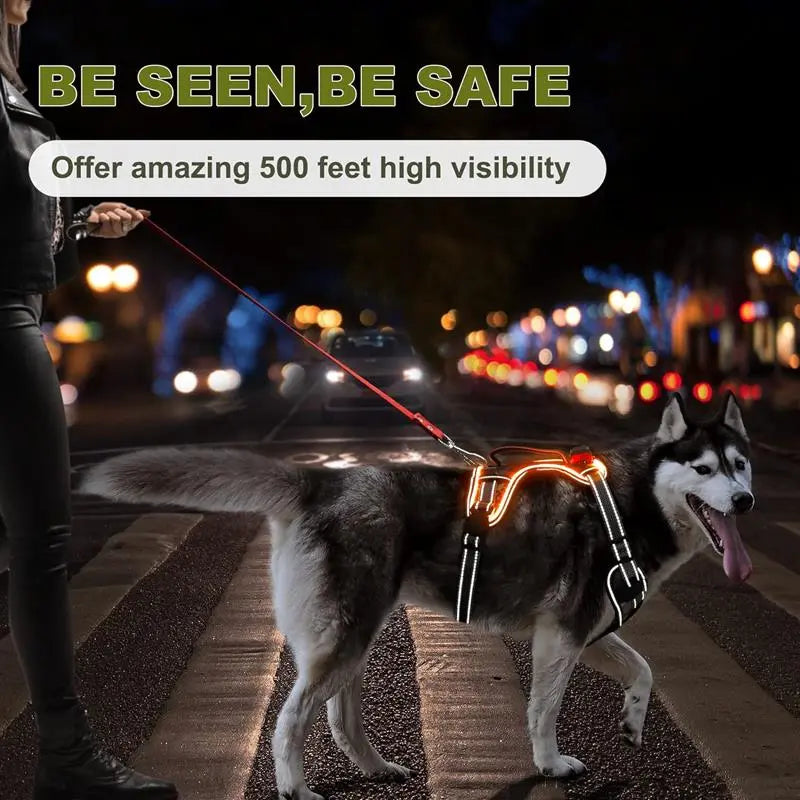 Rechargeable LED Dog Harness | Reflective & Lightweight for Night Walks