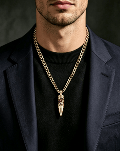 Gold Plated Bullet Aroma Necklace, CZ Pendant Jewelry - Yptuan