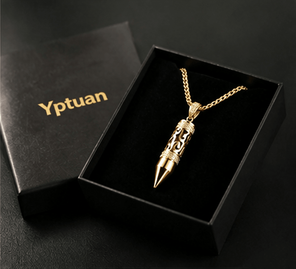 Gold Plated Bullet Aroma Necklace, CZ Pendant Jewelry - Yptuan