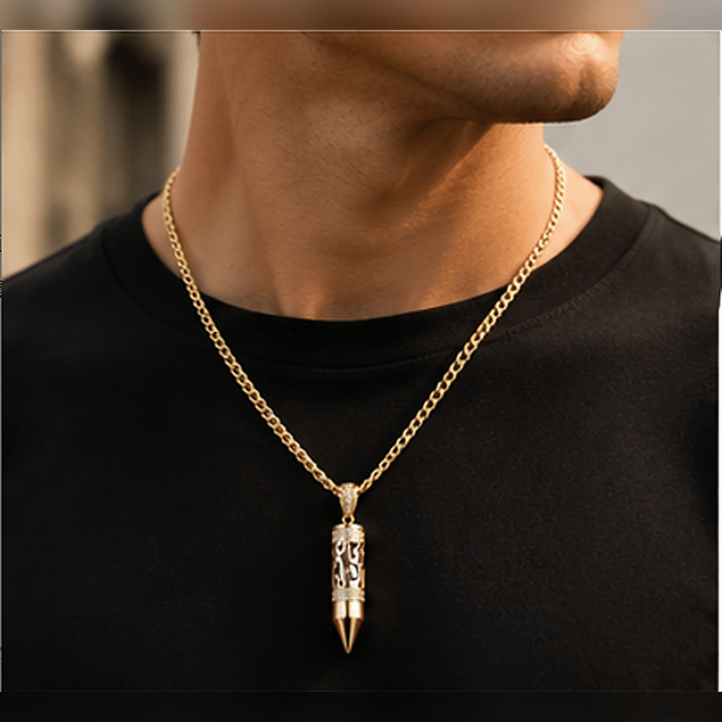 Gold Plated Bullet Aroma Necklace, CZ Pendant Jewelry - Yptuan