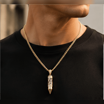 Gold Plated Bullet Aroma Necklace, CZ Pendant Jewelry - Yptuan