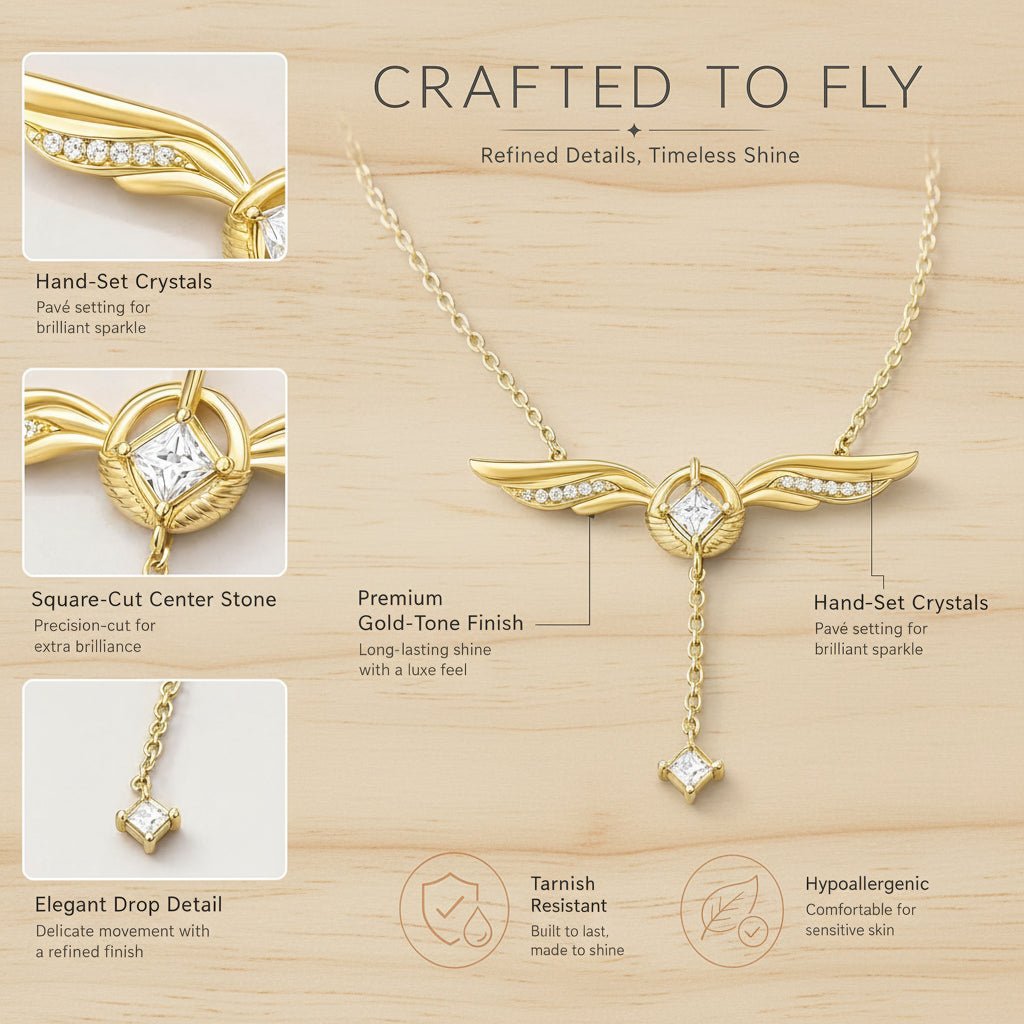 Gold Plated Guardian Angel Wings Cross Necklace for Women - Yptuan