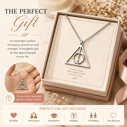 Harry Potter Deathly Hallows Triangular Pendant Necklace Silver - Yptuan