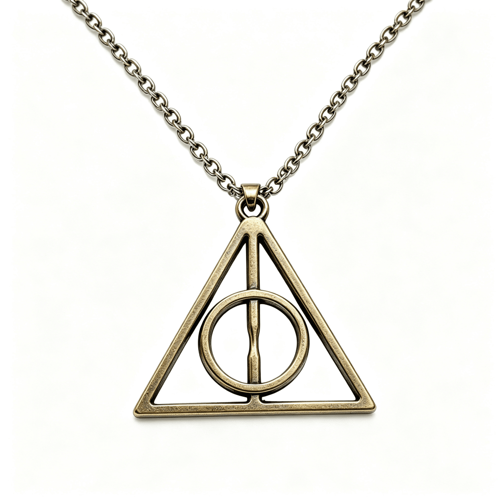 Harry Potter Deathly Hallows Triangular Pendant Necklace Silver - Yptuan