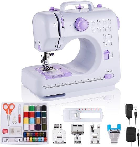 Portable 12-Stitch Mini Sewing Machine with Foot Pedal - QuicklyJoy Official Site