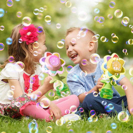 Sunflower Bubble Machine for Kids | Automatic Bubble Blower with Colorful Lights - QuicklyJoy Official Site
