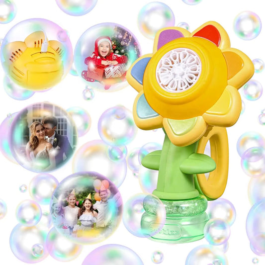 Sunflower Bubble Machine for Kids | Automatic Bubble Blower with Colorful Lights - QuicklyJoy Official Site